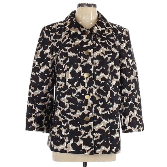 TALBOTS WOMAN Animal Print Silk Wool Jacket 12 - Picture 1 of 7